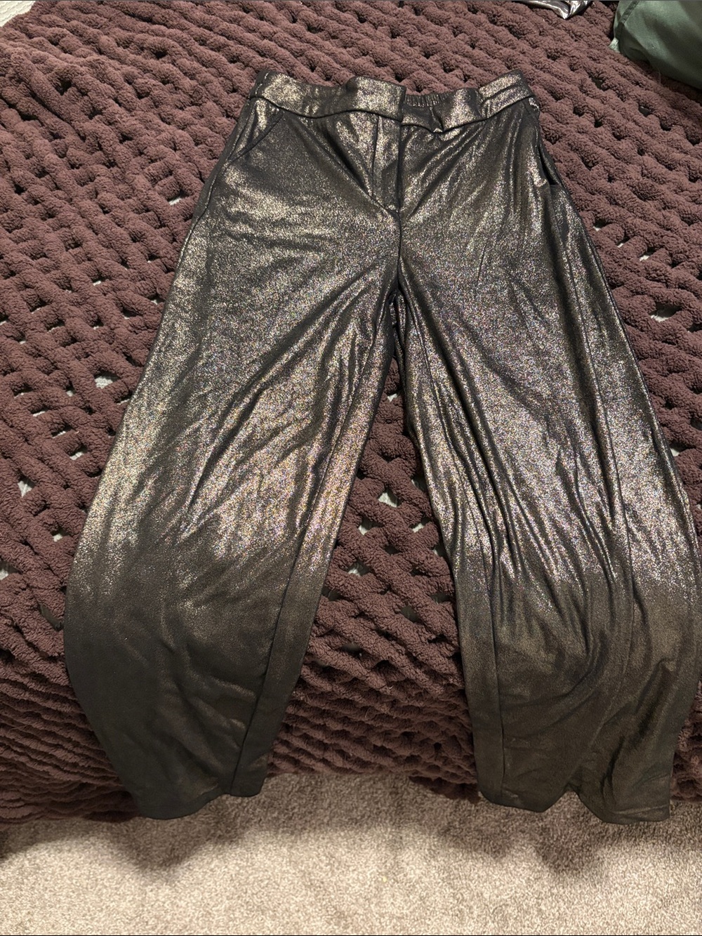 Joie Metallic Black Shimmery Wide-Leg Trousers